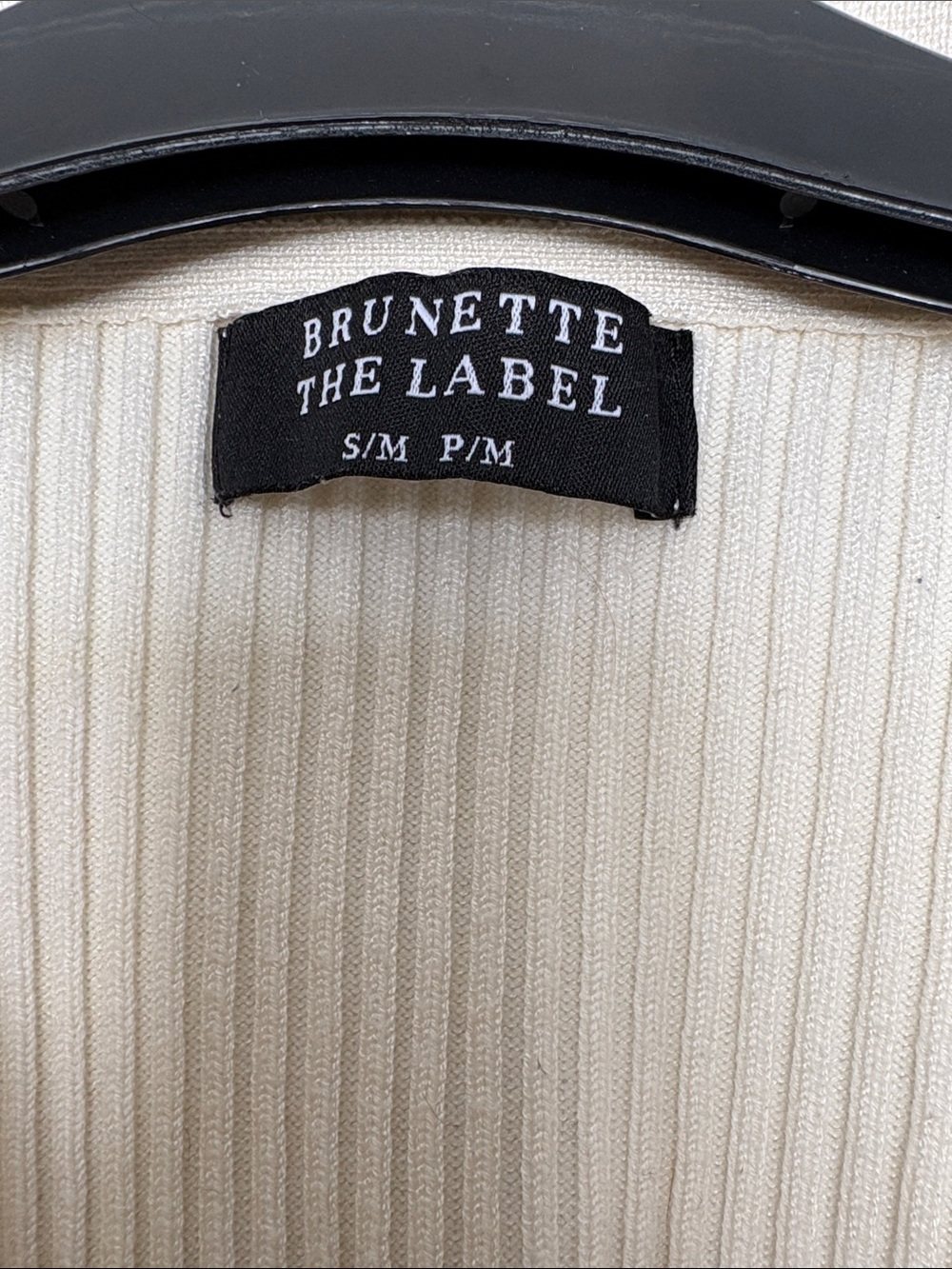 Brunette The Label Cream Ribbed V-Neck Collared Sweater - Picture 2 of 3